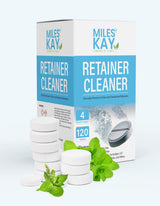 Retainer Cleaner 120 Tablets (4-Month Supply) – Keep Your Retainer Fresh, Retainer Bright and Stain-Free. Cleaning Tablets for Retainers, Ultrasonic & Dental Pod Compatible. Fresh Mint | Miles Kay